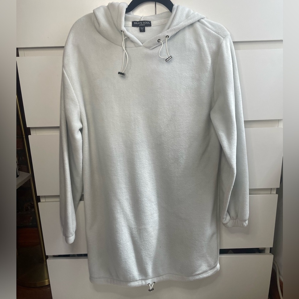 Fuzzy slouchy hooded drawstring dress